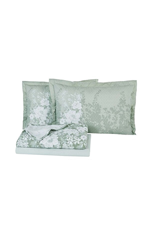 Andressa Single Pique Bedding Set - Sage Green Floral