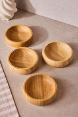 4-Piece Round Bamboo Snack & Serving Bowl Set - 9.5 cm