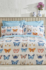 Danny 100% Cotton Double Duvet Cover Set - Butterfly Pattern
