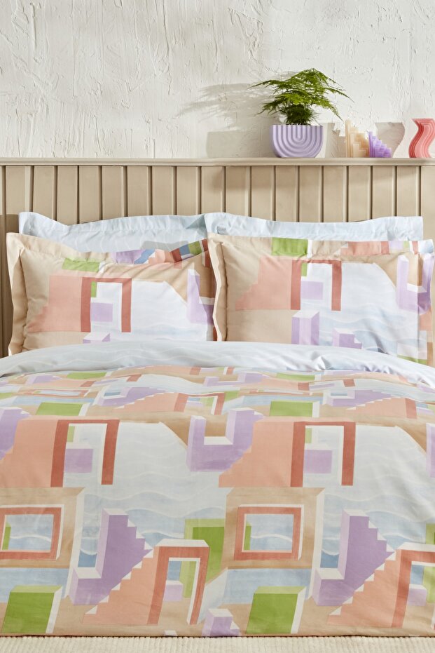 Semblance Double Duvet Cover Set - 100% Cotton, Multicolor