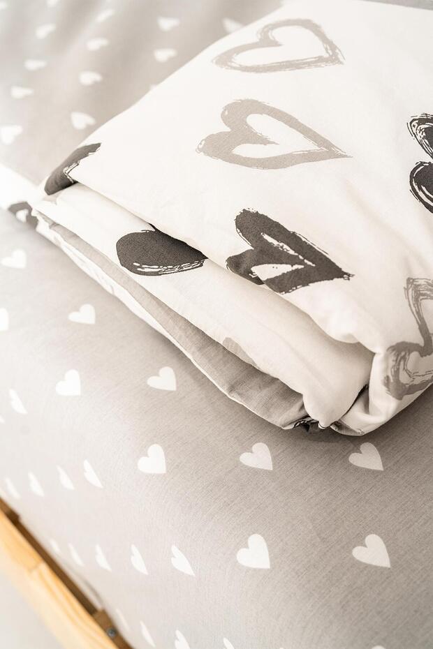 Lover 100% Cotton Single Duvet Cover Set - Heart Pattern