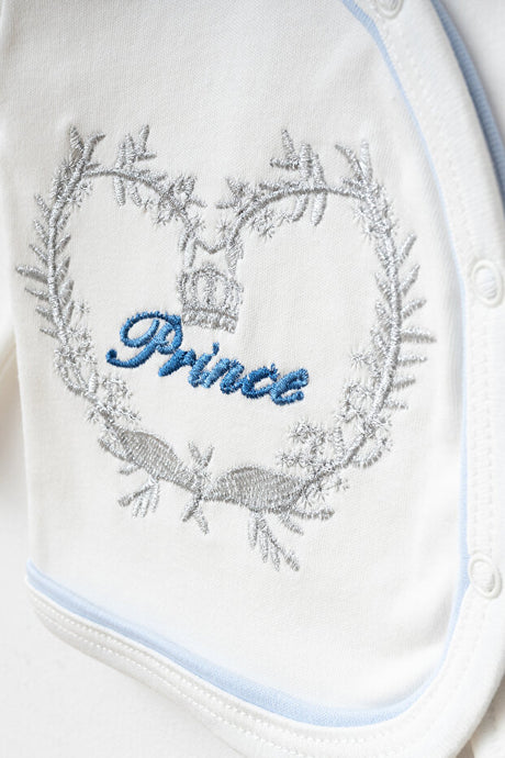 Newborn Baby Prince Embroidered 5-Piece Cotton Layette Set 0-3 Months