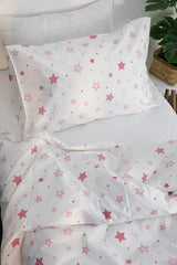 Pink Star Single Duvet Cover Set - Cotton Blend