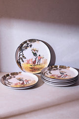 Old English The Gleaners Ceramic Dessert Plate Set - 6 Pieces, 21 cm