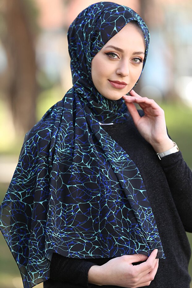 Watershine Patterned Chiffon Shawl Mint