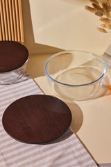 1300ml Round Glass Storage Jar with Wooden Lid