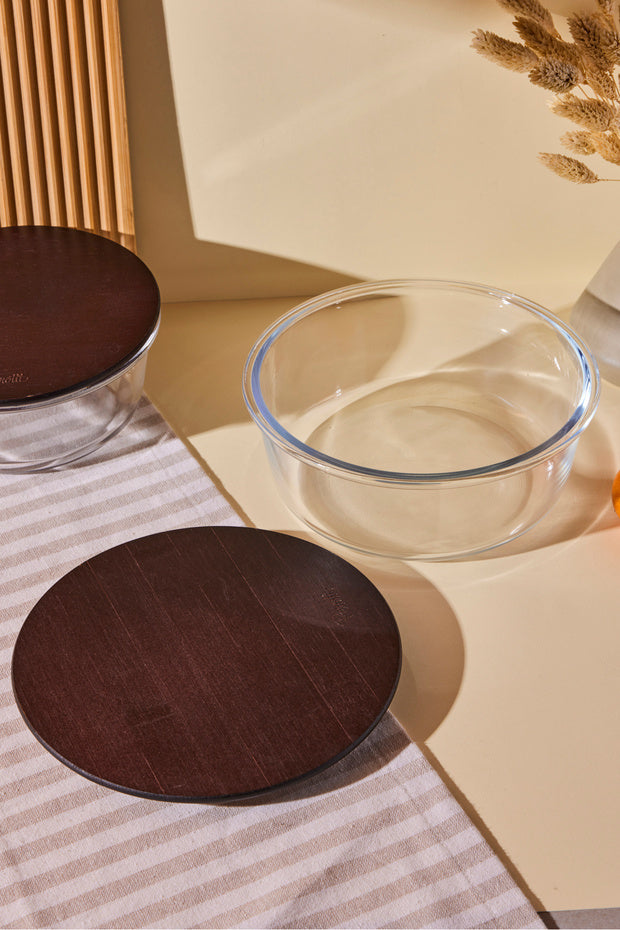 1300ml Round Glass Storage Jar with Wooden Lid