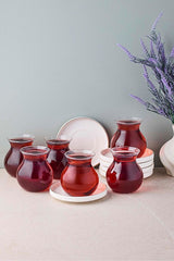Gold Detailed Glass Tea Set - 6 Person, 12 Pieces, 210ml