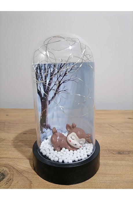Enchanted Sleeping Deer Lighted Cloche - Romantic Home Decor Gift