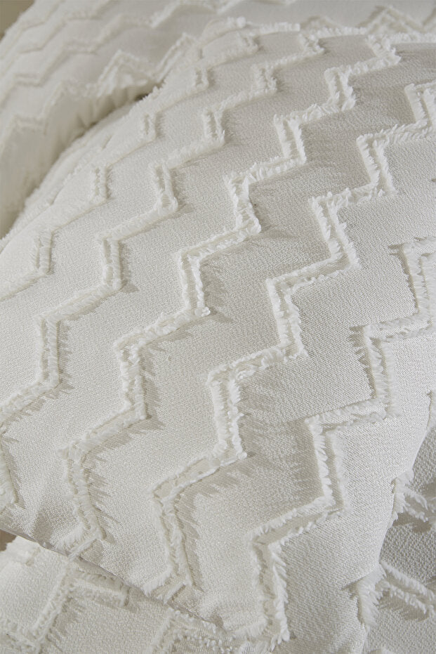 Double Size 3-Piece Pique Bedding Set - Cream