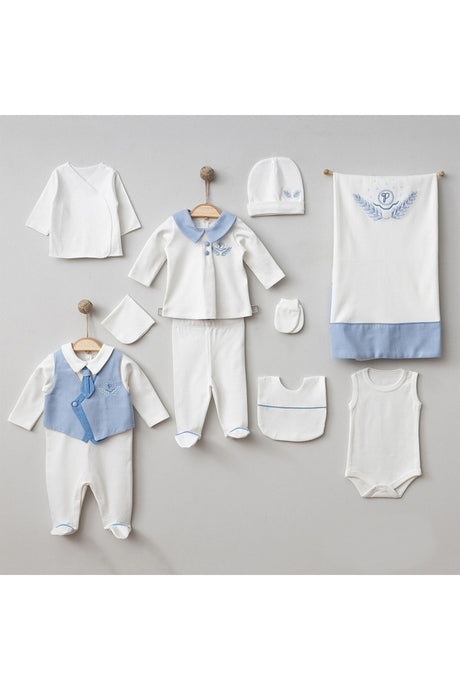 Newborn Baby Boy 0-3 Months 10-Piece Hospital Exit Outfit Set