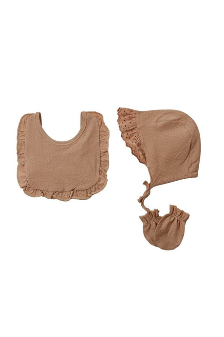 Baby 5-Piece Quilted Layette Set with Eyelet Lace Trim - 0-3 Months