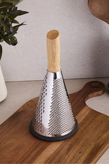 Ergonomic Bamboo Handle Conical Kitchen Grater - 20 cm Non-Slip Base