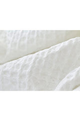Double Size White Fringed Waffle Cotton Bedspread