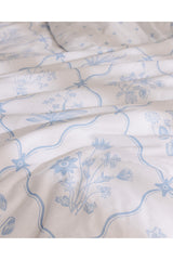 Rotule Double 100% Cotton Ranforce Embroidered Duvet Cover Set - Blue