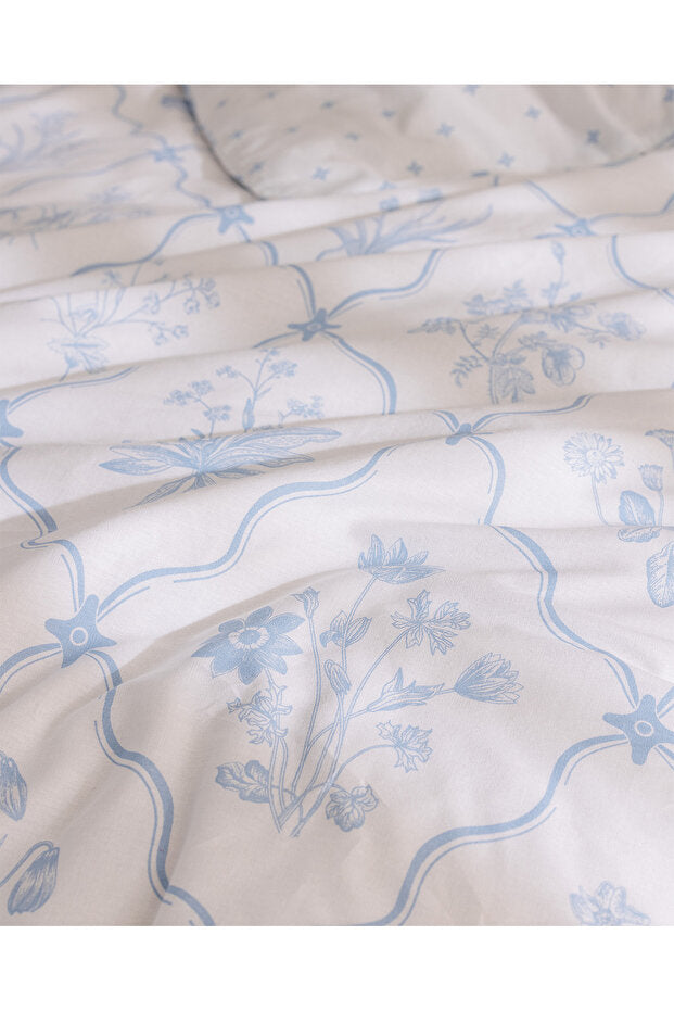 Rotule Double 100% Cotton Ranforce Embroidered Duvet Cover Set - Blue