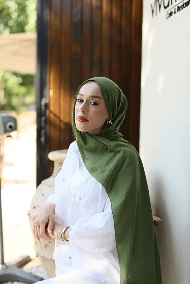 Neo Cotton Shawl - Soft Haki Green