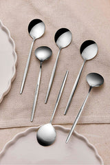 6-Piece Stainless Steel Dessert Spoon Set - Elegant & Durable