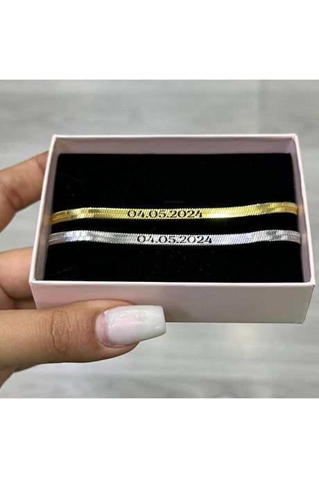 Couple's Personalized Italian Snake Chain Bracelets - Custom Engraving