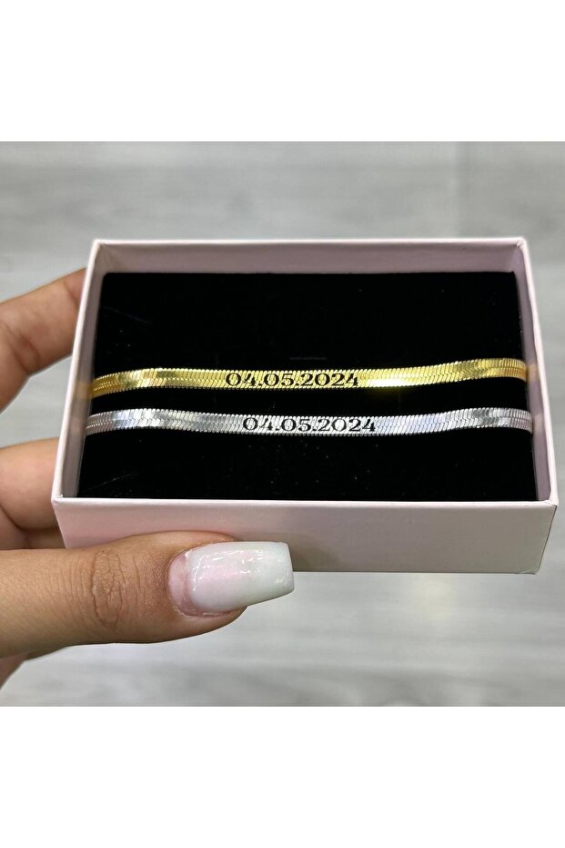 Couple's Personalized Italian Snake Chain Bracelets - Custom Engraving