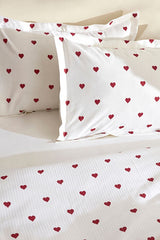 Amour 100% Cotton Double Pique Set - Red Hearts Design