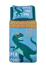 Young Cool Dino - 100% Cotton Single Duvet Cover Set