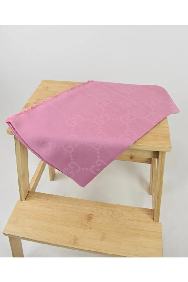 Women's Silky Cotton Jacquard G Pattern Scarf - Pink ()