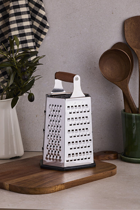 Ergonomic Acacia Handle Box Grater - 23 cm