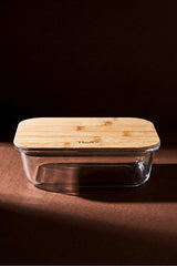 1050ml Rectangular Glass Storage Box with Bamboo Lid