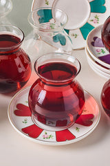12-Piece Glass Tea Set with 210ml Cups and Saucers