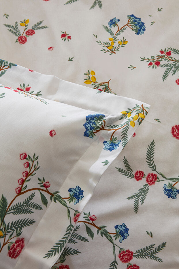 Dina 100% Cotton Double Duvet Cover Set - Multicolor Floral