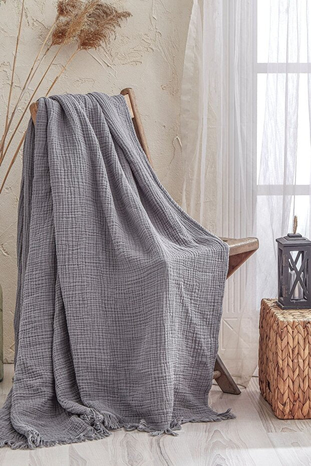 4-Layer Muslin 100% Cotton Blanket - Breathable 200x220 cm