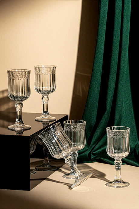Elegant 55ml Lace Design Coffee Goblets - Set of 6