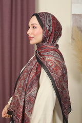 Retro Ethnic Cotton Shawl - Black & Burgundy
