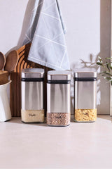 Cubic Glass & Metal Storage Jar Set - 3-Piece