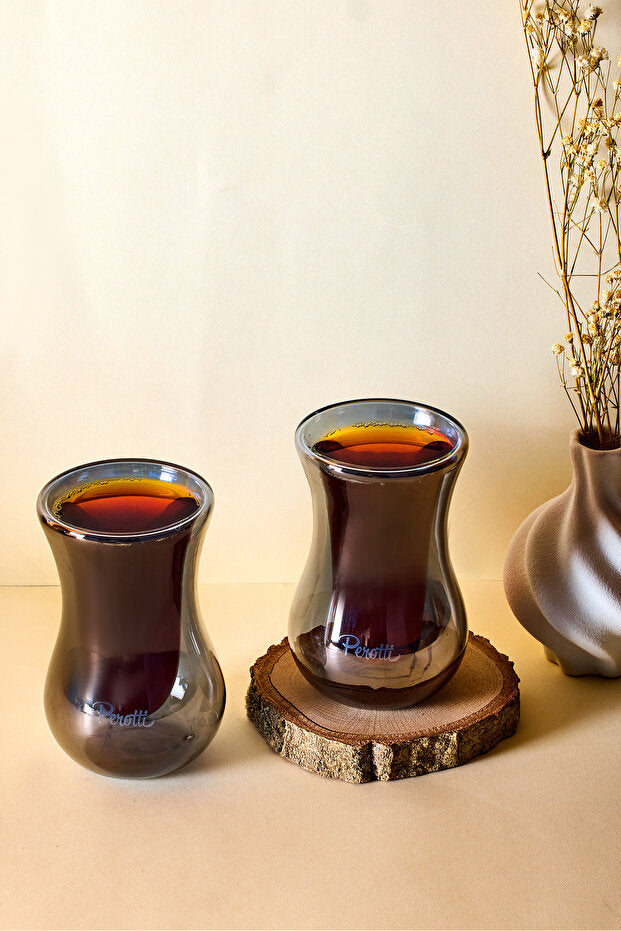 Smoked Double-Walled Borosilicate Tea Glasses - 150ml Set of 2