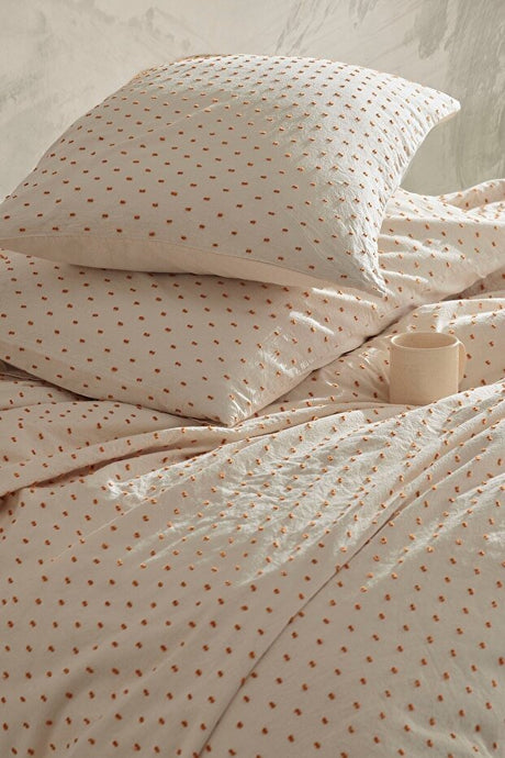 100% Cotton Washed Vintage Double Duvet Cover Set - Orange 200x220 cm
