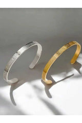 Ayetel Kursi Adjustable Stainless Steel Couple Bracelets (2-Pack)