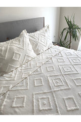 Scandinavian Chenille Pike Bedspread Set - 240x250, 3 Pieces, Ecru