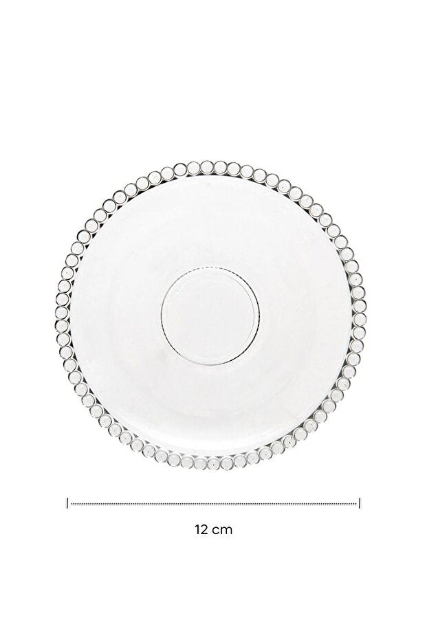 Girona 12cm Glass Tea Saucers - Set of 6 with Beaded Edge