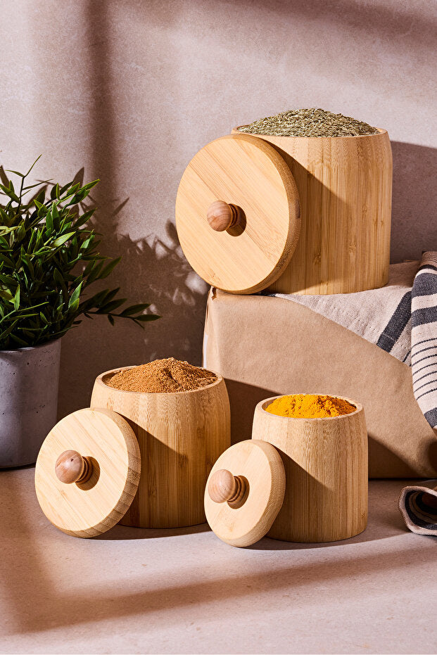 Pisa 3-Piece Bamboo Multi-Purpose Storage Jar Set