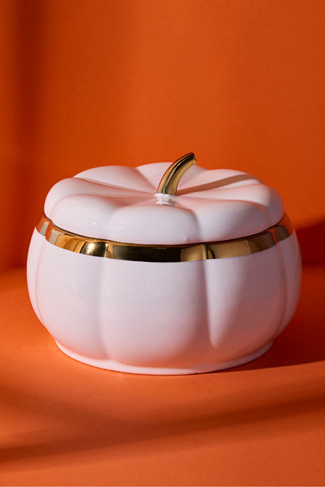 Elegant Pumpkin Porcelain Storage Jar - 21x10.2 cm