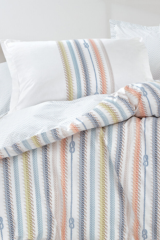 Benito Double Ranforce Duvet Cover Set - Marine Stripes
