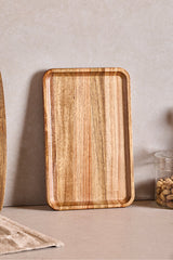 Acacia Wood Serving Tray - 28x18 cm Rectangular with Rounded Corners