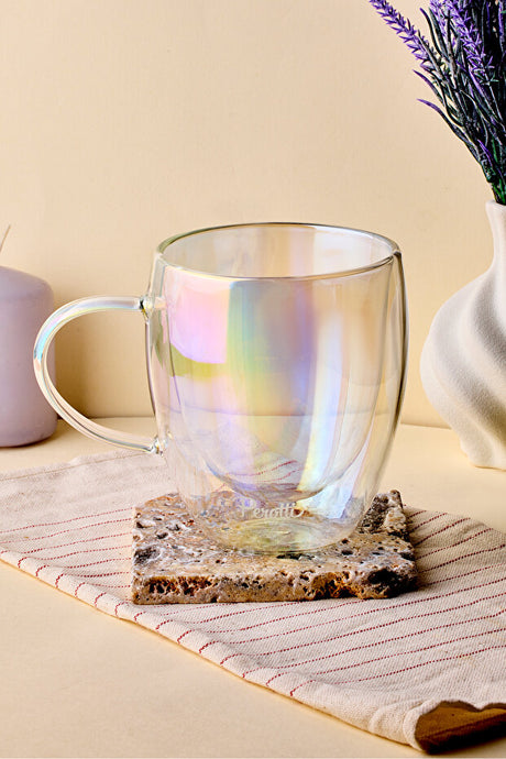 Double Walled Iridescent Glass Mug - 300ml