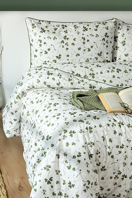 100% Cotton Single Duvet Cover Set - Clover Pattern