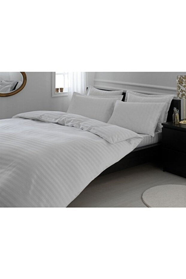 Double Size Striped Sateen 6-Piece Duvet Cover Set