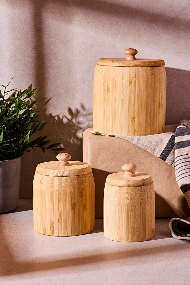 Pisa 3-Piece Bamboo Multi-Purpose Storage Jar Set