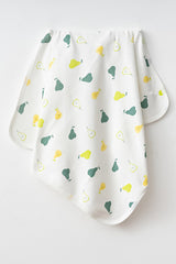 Baby Blanket - Soft Cotton, Pear & Apple Pattern, 80x90 cm