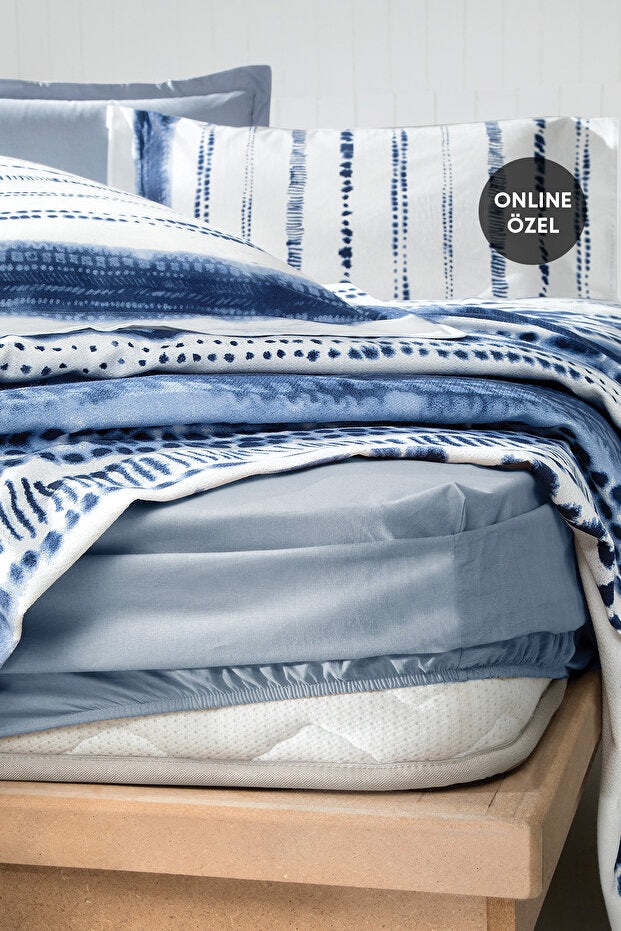 Darby Double Pique Set - Modern Blue Stripes, 4-Piece